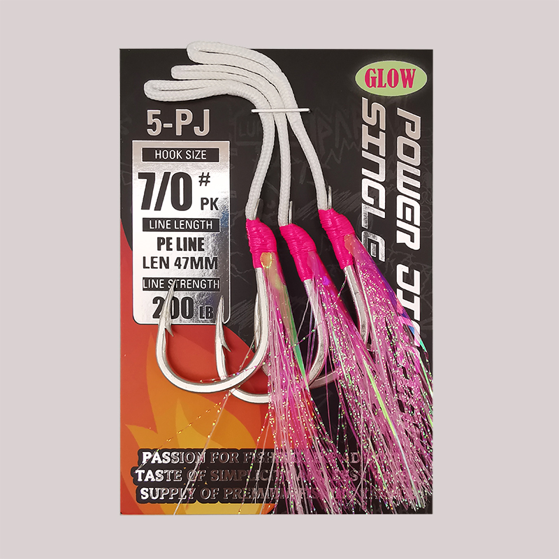5-PJ POWER JIGGING SINGLE ASSIST FORCIONAR CÓCHO DE PESCADO DE MAR CUMPLE DE TUNA CON TINSEL BRILLO: Rojo