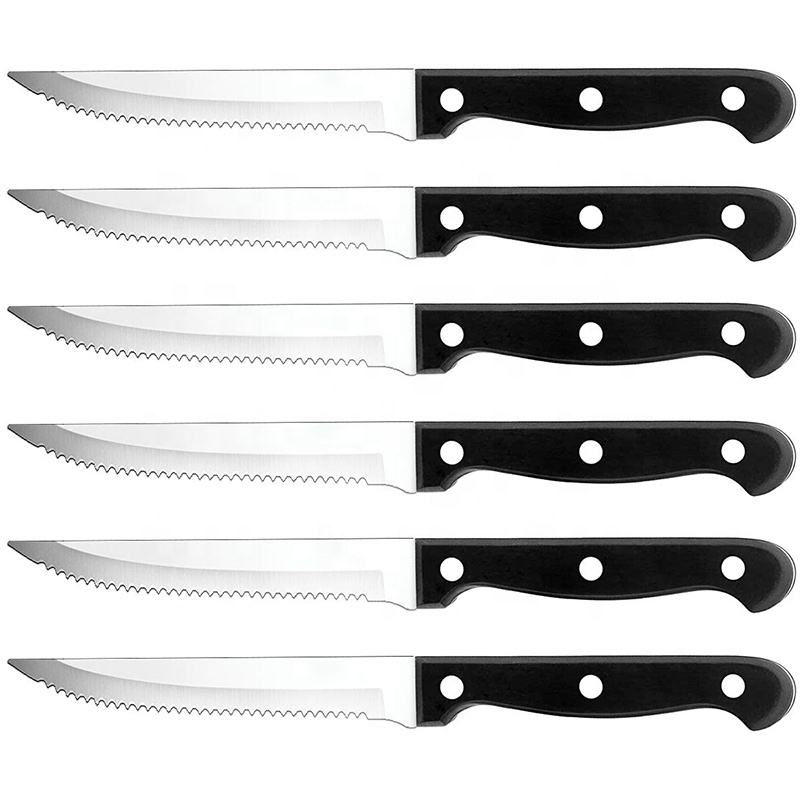 Juego de cuchillos para carne, juego de cubiertos, 4/6/8/16 Uds., cuchillos de cena dentados afilados de acero inoxidable, aptos para lavavajillas para carne y pan