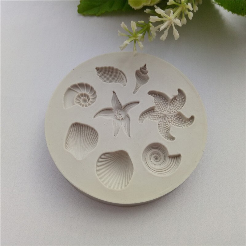 TPXCKz Birthday Cake Mold DIY Ocean Conch Sea Shells Silicone Chocolate Stencil Making Frame Decor Baking Template Jewelry Tools