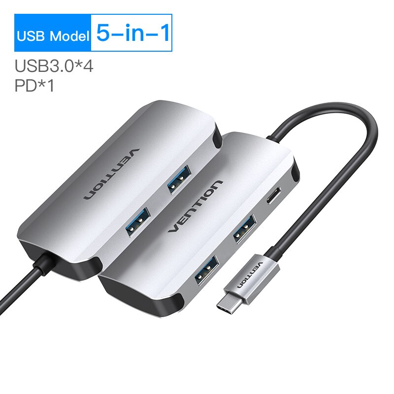 Vention USB HUB C HUB to Multi USB 3.0 HUB HDMI VGA PD Adapter Dock for MacBook Pro USB-C Type C 3.1 Splitter 3 Port USB C HUB: New 5-in-1 TGH