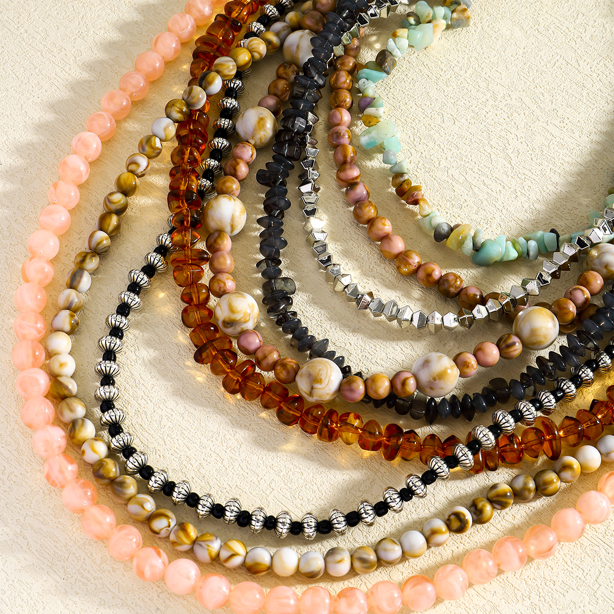 Dvacaman 2025 ZAA Collar de cuentas hecho a mano multicapa Vintage para mujer, collar bohemio de cuentas de resina Multicolor, joyería étnica