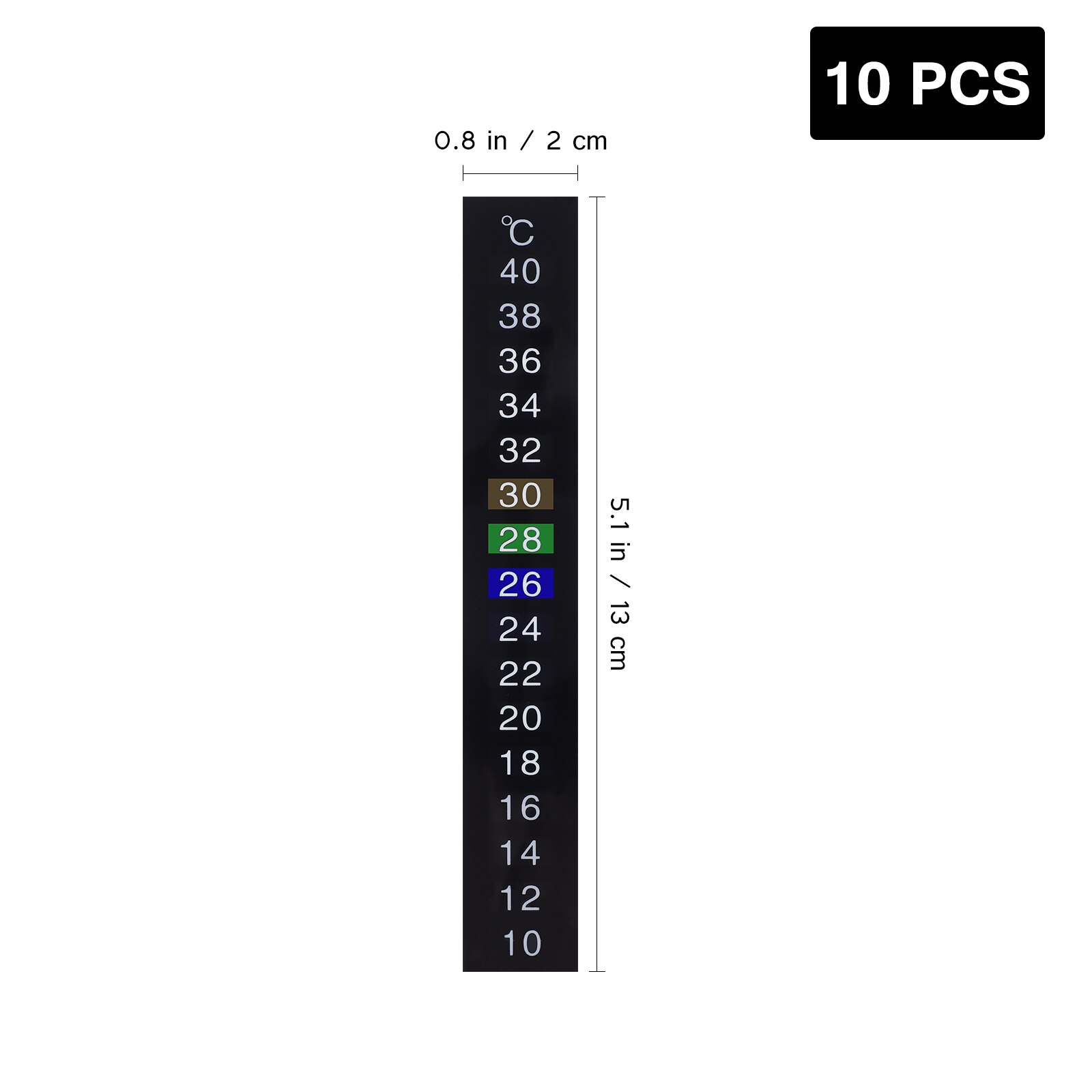 10pcs Traditional Stick-on Digital Temperature Thermometer Strip Degree Celsius System Display
