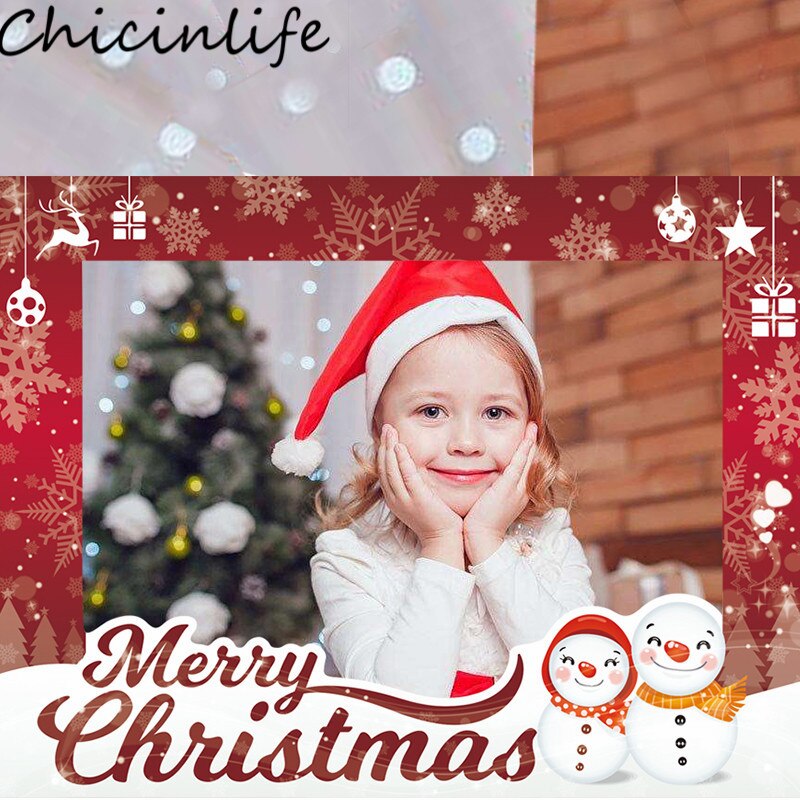 Chicinlife 1Pcs Merry Christmas Photo Booth Frame Props Adult Kids Xmas Party Happy Eve PhotoBooth Props Decoration Supplies