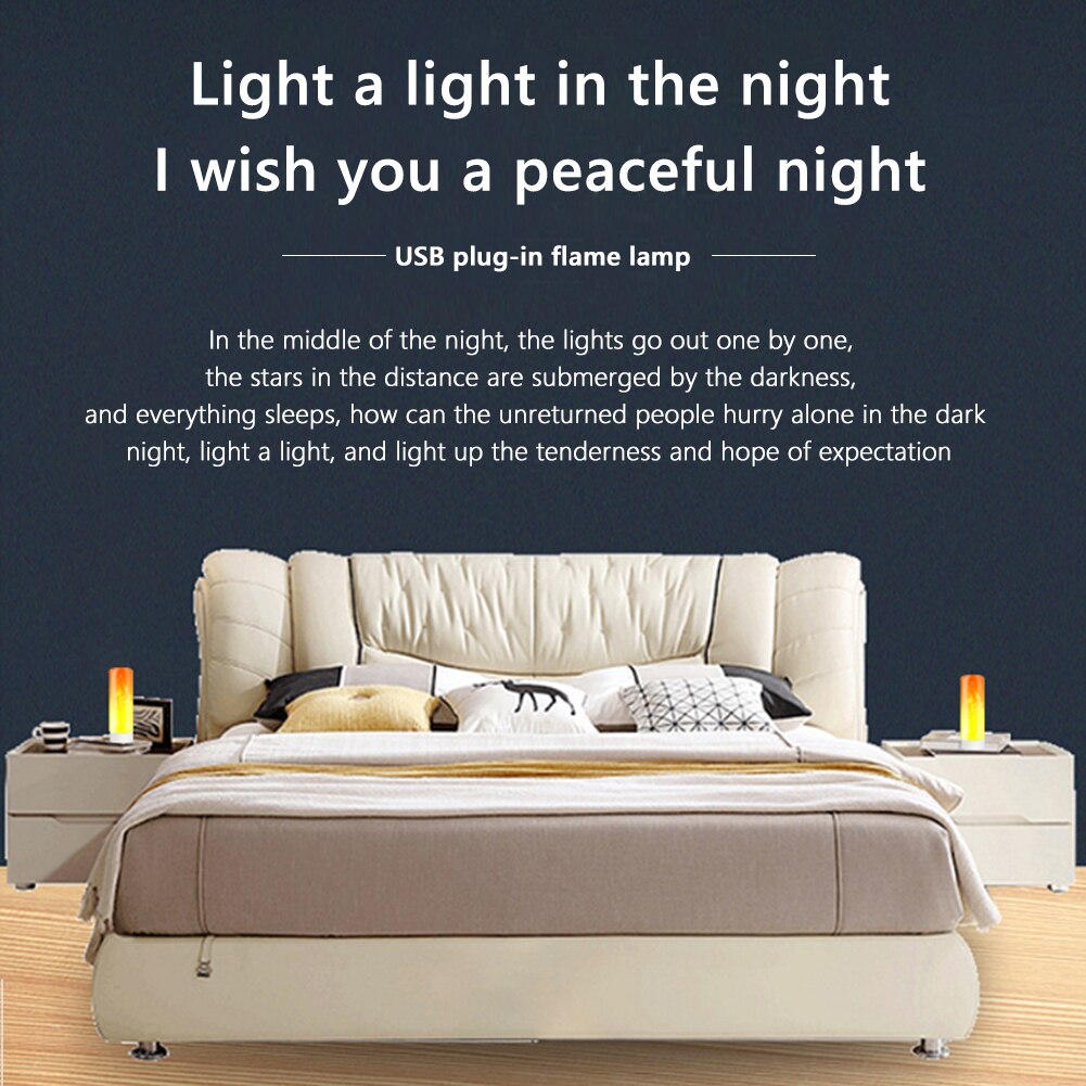 USB Atmosphere Light LED Flame Flashing Candle Lights Book Lamp for Camping