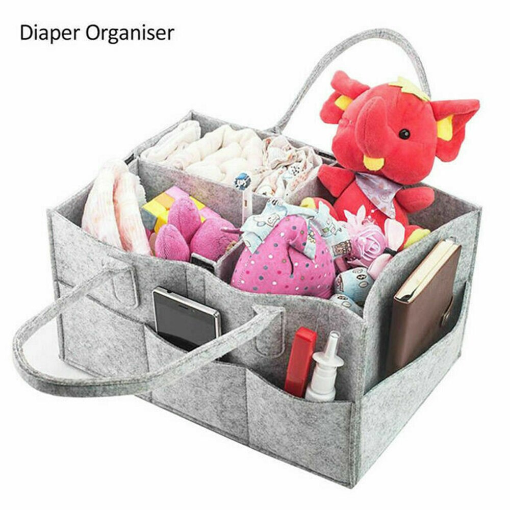 Luiertas van vilt, luiertassen, luiertas, handtas, opbergtas, reistas, grote capaciteit, baby-automand, draagbare houder, essentials