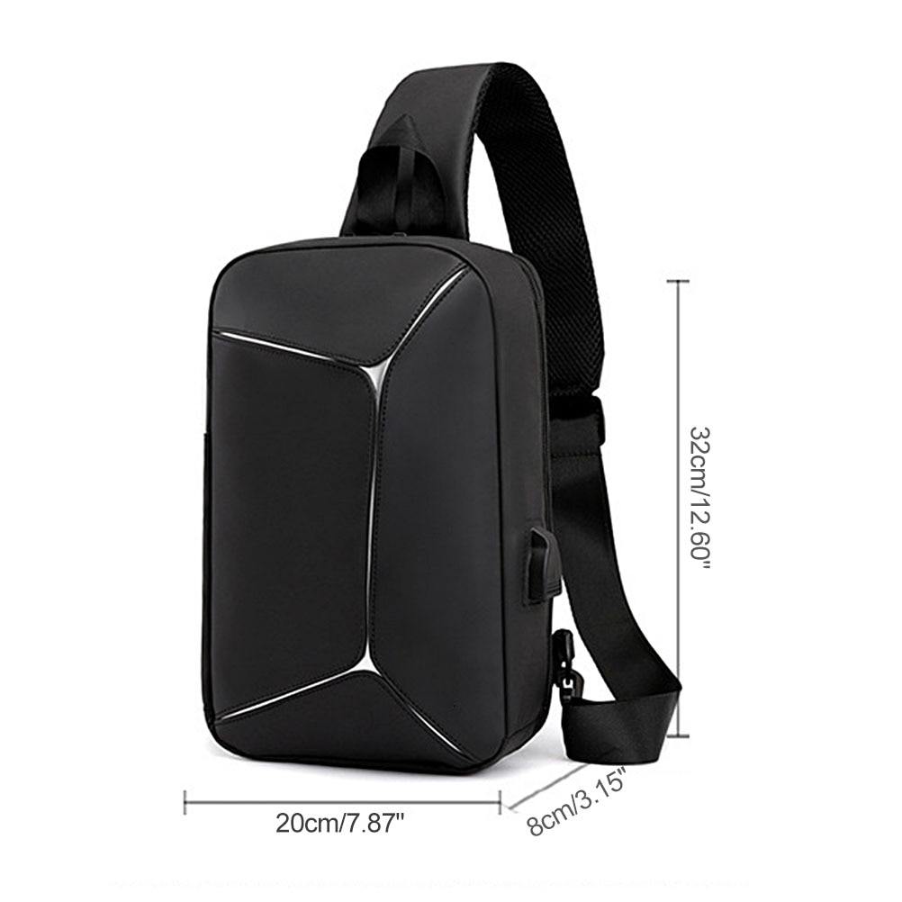Pochete masculina à prova d'água, multifuncional de trespassar com carregador usb, antirroubo, bolsa de ombro, casual, para telefone