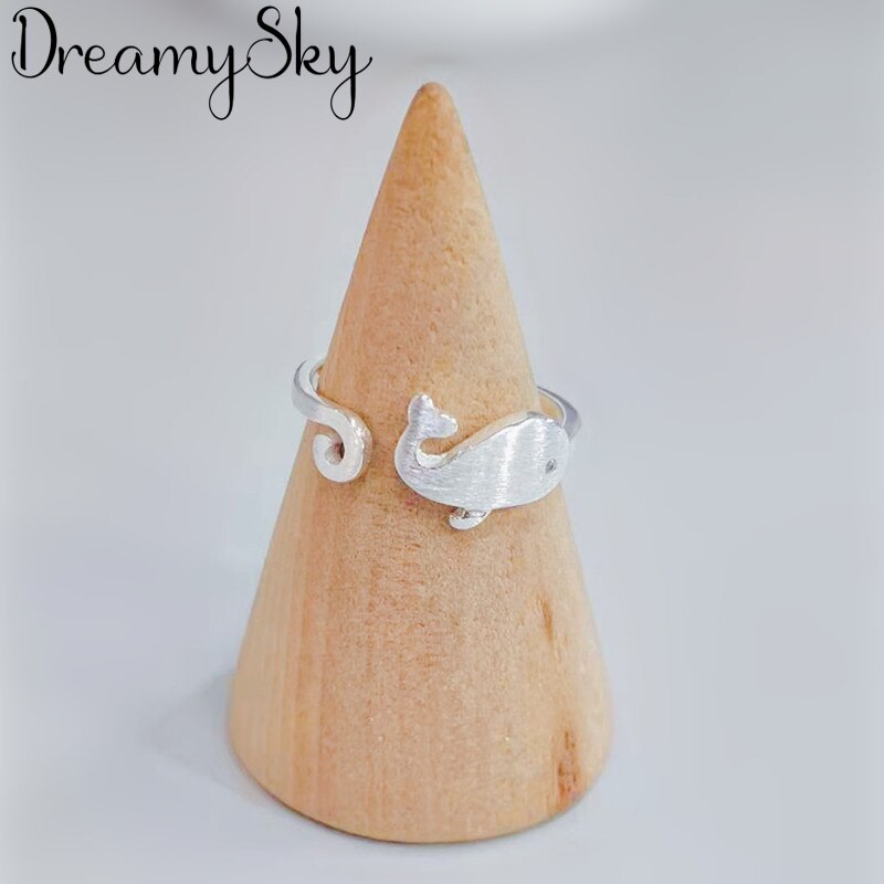 Dreamysky Echte Zilveren Kleur Vis Walvis Ringen Voor Vrouwen Grote Antieke Ringen Vinger Sieraden