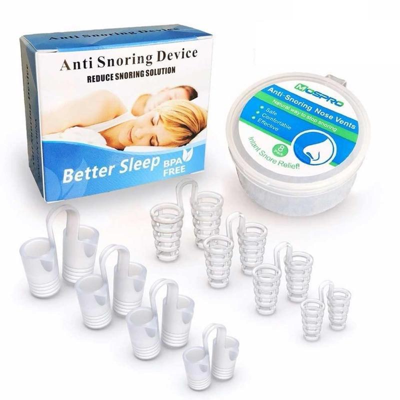 8 stk/sæt anti snorke slicone næseklemme anti-snorken åndehjælp stop snorke næse klip enhed sovehjælp udstyr stop snorken: Default Title