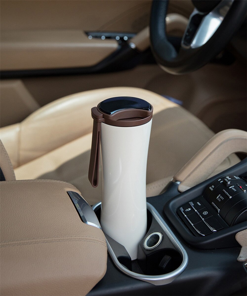 Travel Mug Moka Smart Coffee Tumbler 430ml Portable Vacuum Bottle OLED Touch Screen Thermos Stainless Steel Coffee Cup