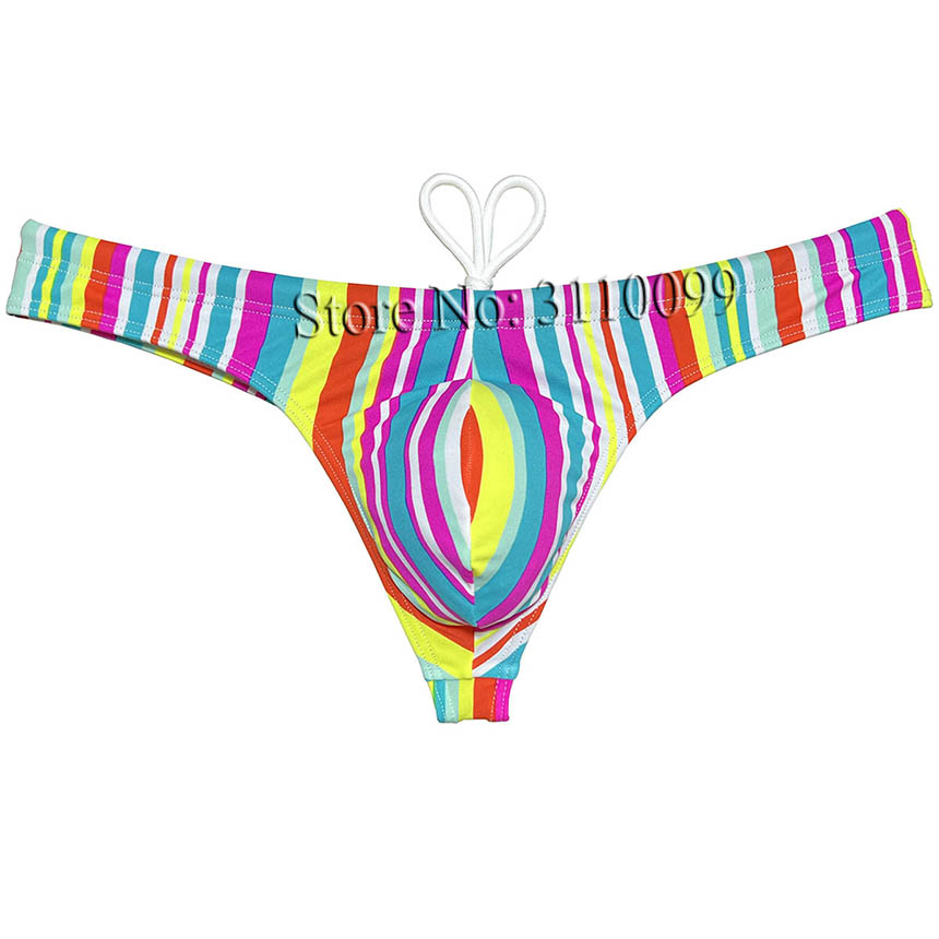 Polychrome Herren-Badeanzug, Bikini, Strandmode, Futter, Badehose, Tanga, Badehose: XL / Gold