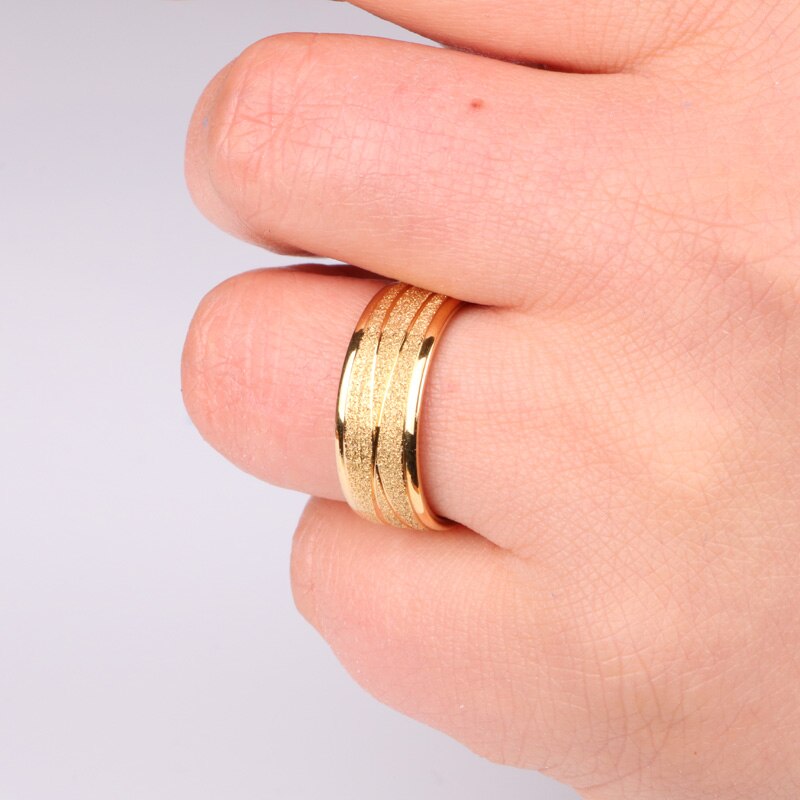 Guld og sølv farve rustfrit stål ringe til kvinder til mænd skinnende finger ring hele smykker