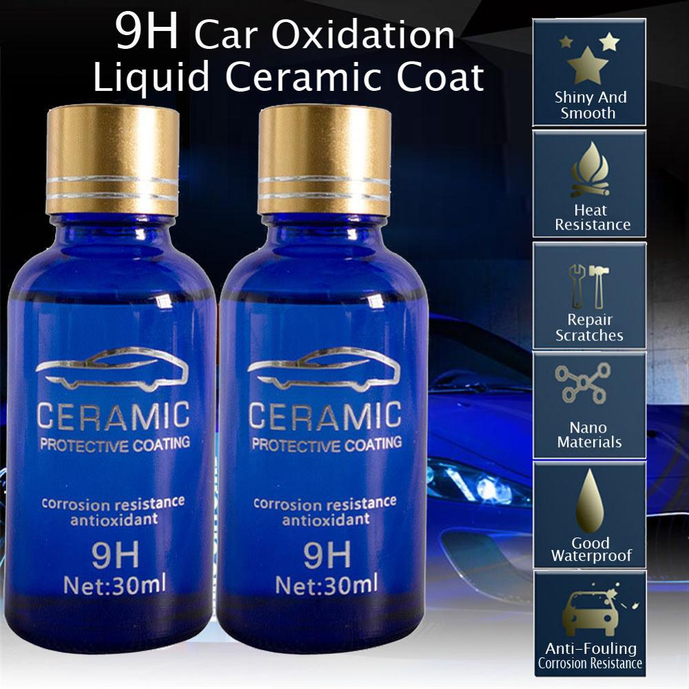 2 stk 9h bil oxidation flydende keramisk belægning super hydrofob glasbelægningssæt polysiloxan og nano materialer pleje flerfarvet  h9