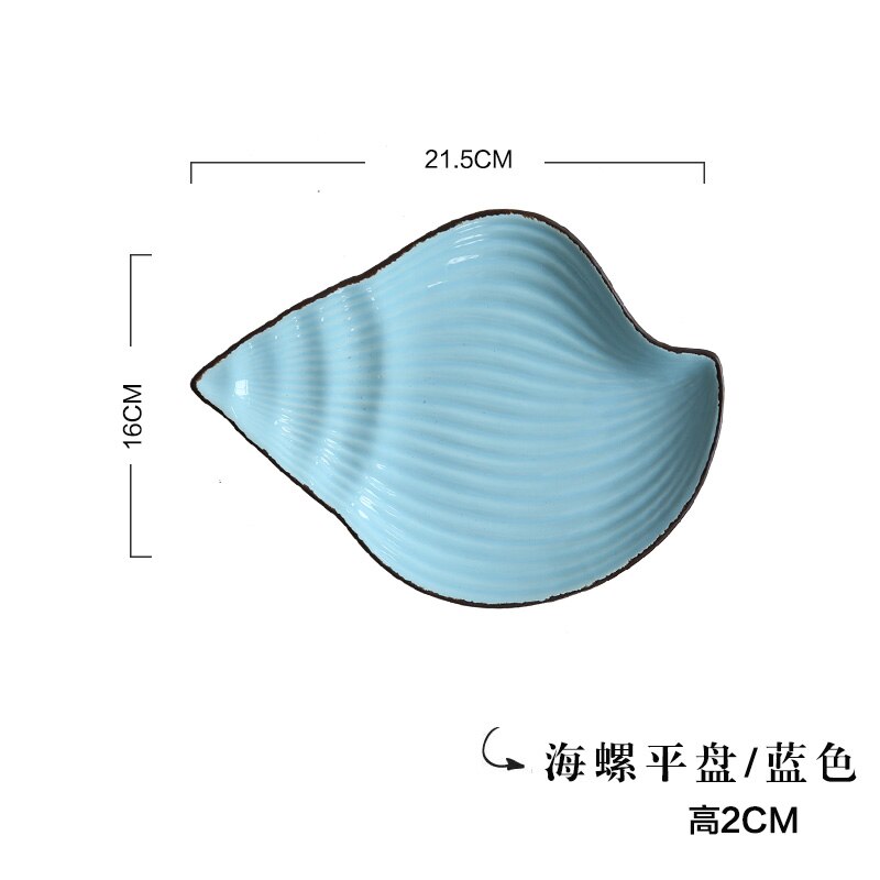 Ceramic Ocean Style Plate Whale Fish Dish Shell Starfish Trumpet Shell Bowl Blue White Porcelain Dinnerware Serving Platter: 12