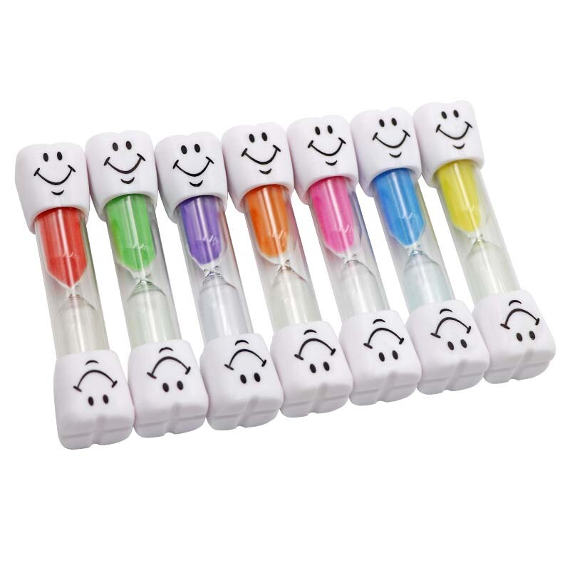 7pcs Dental Teeth Shape Sand Hourglass Toothbrush Timer Smiley Sand Clock 3 Minutes Kids Tooth Brush Timer Dental Clinic