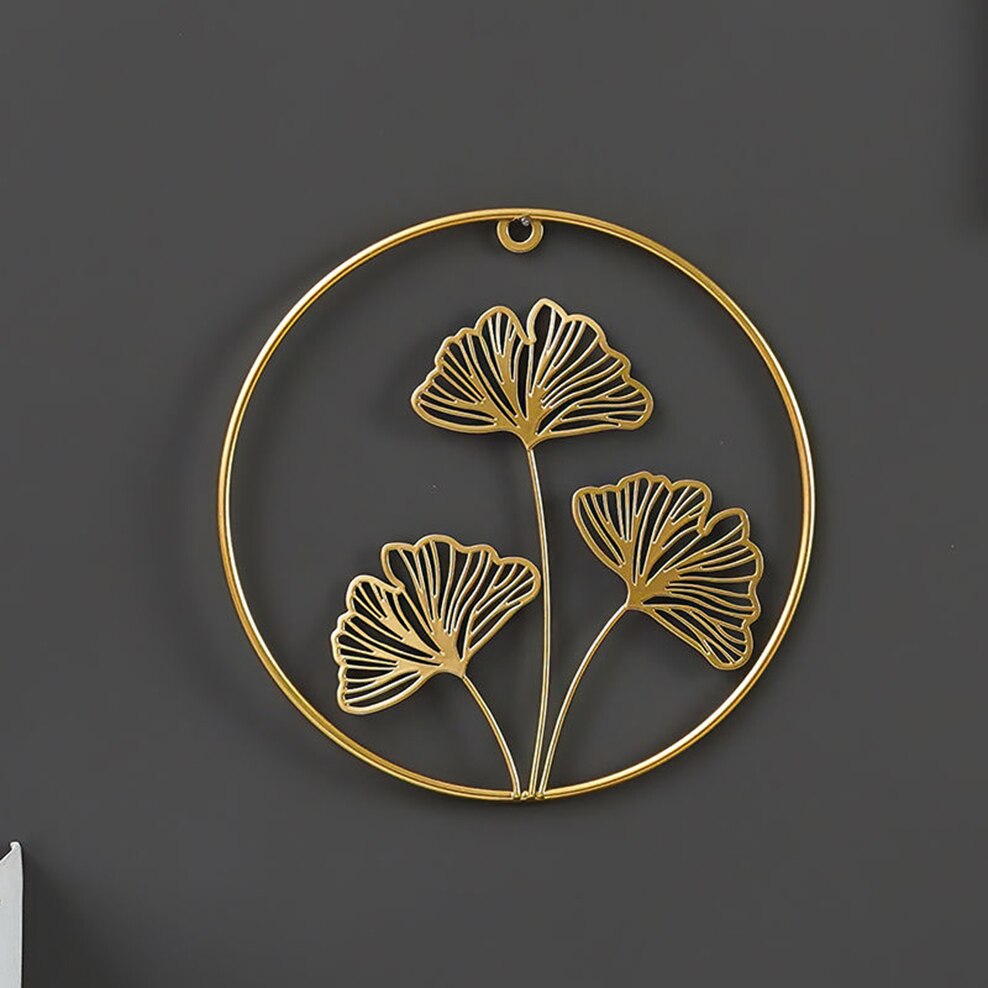 Feuilles de Ginkgo doré décoration murale feuilles de Style nordique tenture murale pendentif mural de salon sans poinçon décoration de la maison