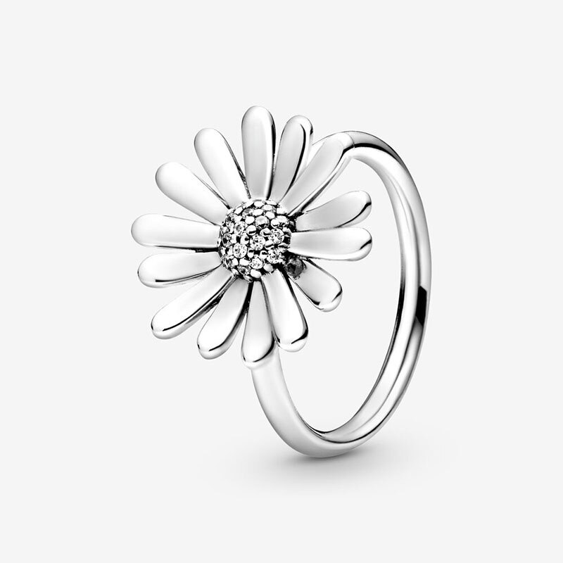 Lente Authentieke 925 Sterling Zilveren Ring Fonkelende Daisy Bloem Kroon Ringen Vrouwen Engagement Sieraden: 9 / 097