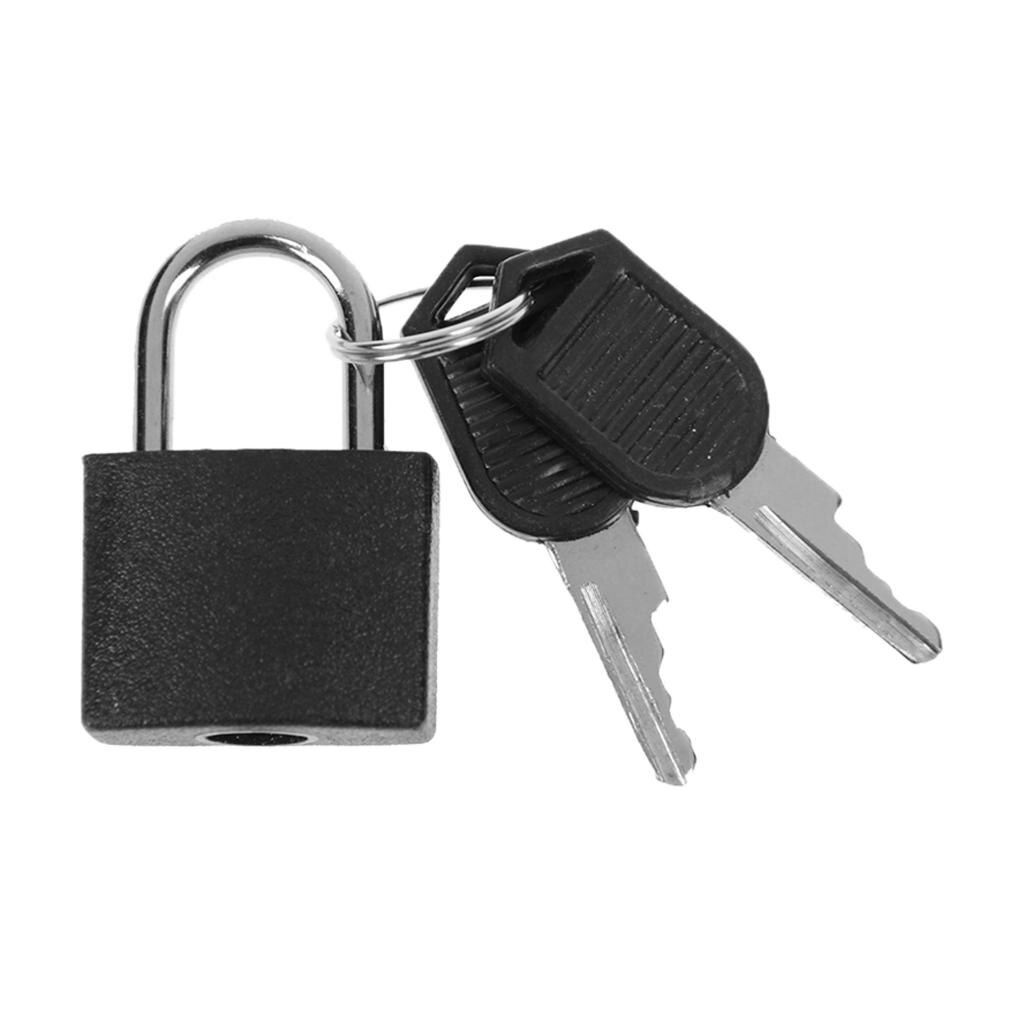 Mini Small Strong Steel Padlock Travel Tiny Suitcase Lock with 2 Keys: Black
