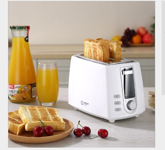6 Gear Bread automatic toaster Home Electric Toaster 2 Slices Bread Oven Automatic Breakfast Maker: White