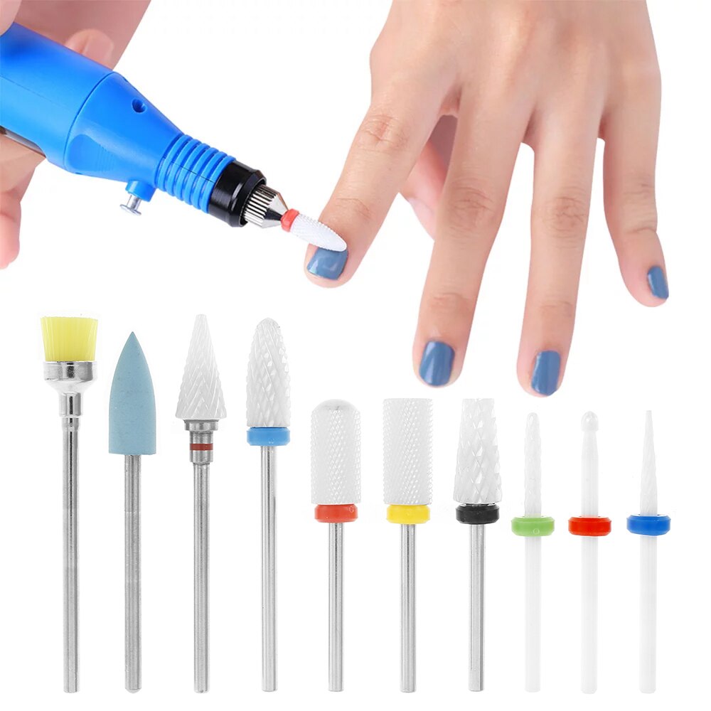 10pcs Milling Cutter Manicure Nail Drill Bits Pedicure Electric Files Nail Drill Bit Feecy Mill Cutters for Removing Gel Varnish