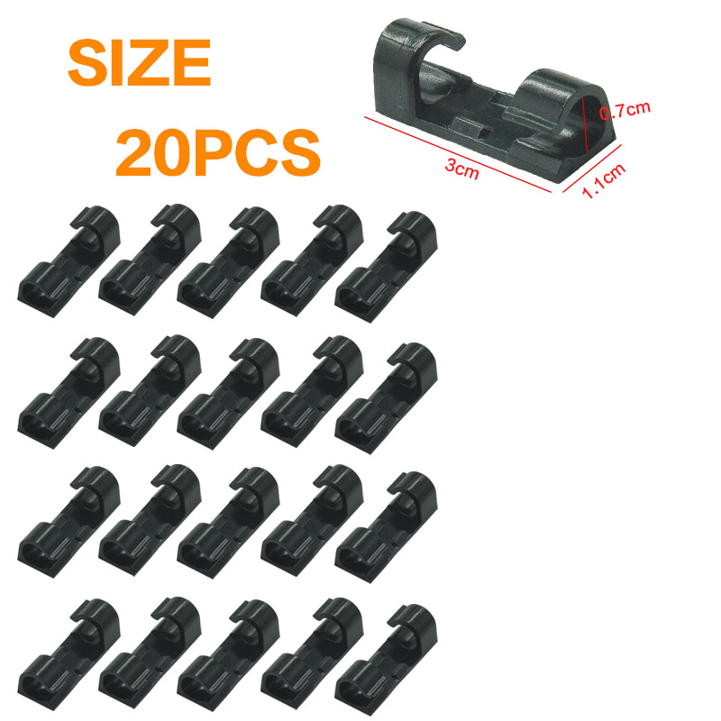 20 clip per cavi, organizer, supporto per cavi, gestione dei cavi, gestione dei cavi autoadesiva, avvolgicavo a morsetto fisso: bianca