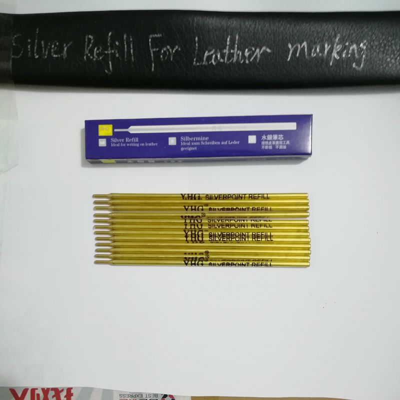 Zilveren navulling voor het markeren van leer, navulling voor leermarkers, zilveren pen voor het schrijven op leer en het snijproces van leerlooierijen.