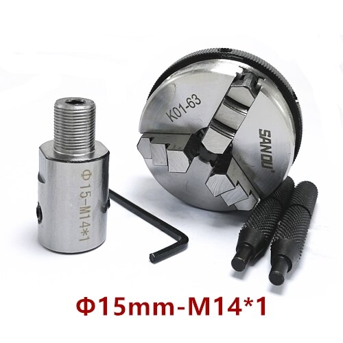 3 kiefer K01-63 spannfutter Drehmaschine Futter 63mm Sicherheit Mini Drehmaschine Spannfutter 3-kiefer Selbst Zentrierung Futter + anschluss stange M14 * 1 Gewinde: K01-63-15mm