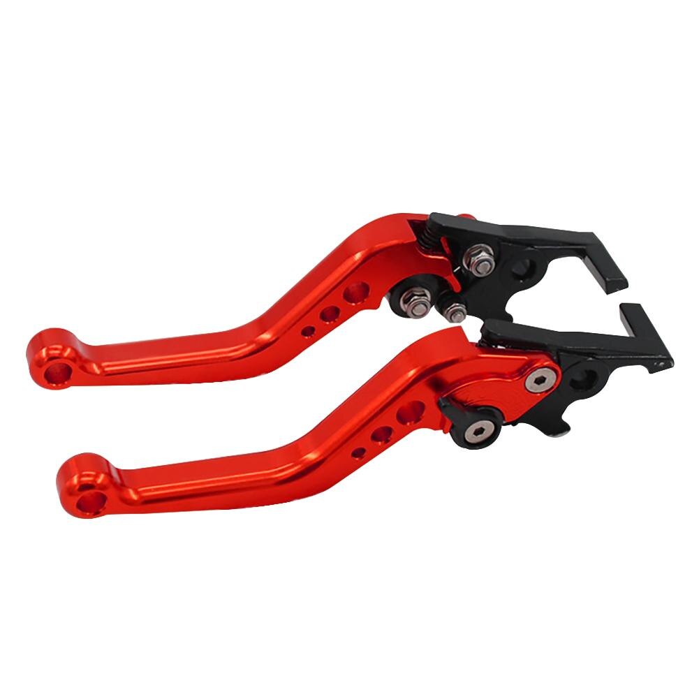 19.5cm 1 Pair CNC Universal Motorcycle scooter brake front disc Rear drum adjustable brake Clutch handle: Red