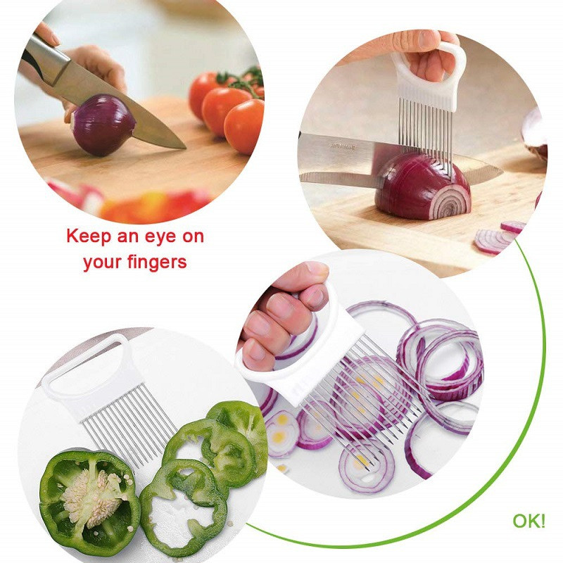 Onion Fork Slicer Stainless Steel Loose Meat Needle Tomato Potato Vegetables Fruit Cutter Safe Aid Tool Kitchen Gadgets