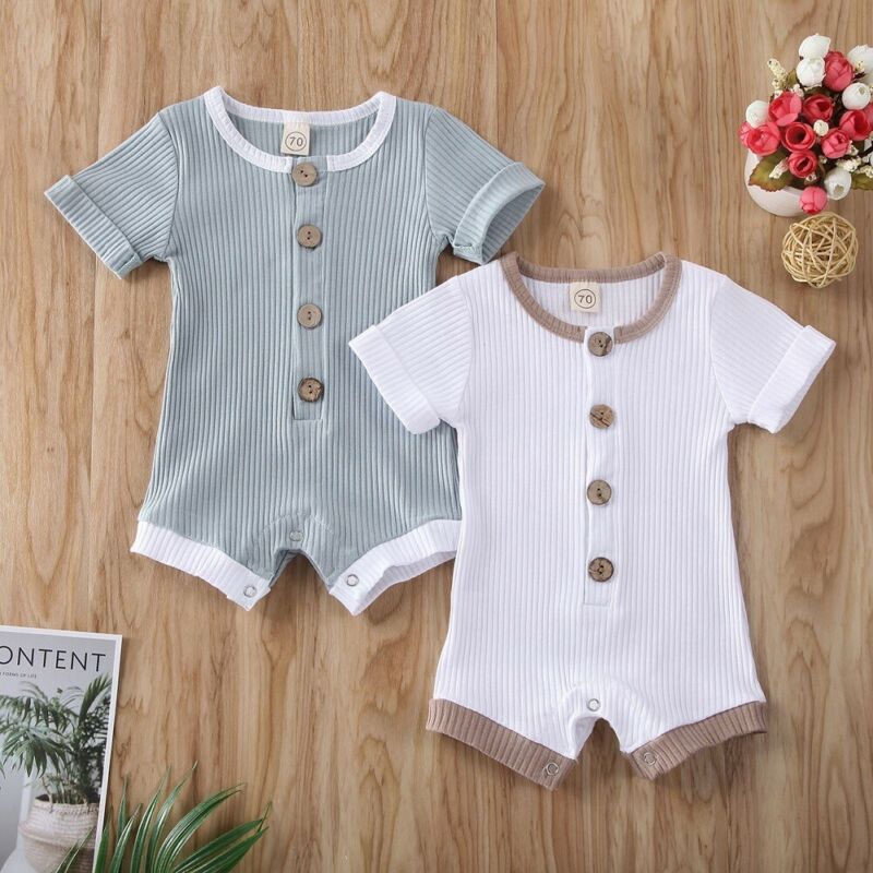 Baby Baby Jongens Meisjes Kleding Korte Mouw Gebreide Romper Jumpsuit Outfit Kids Zomer Katoenen Rompertjes 0-18M