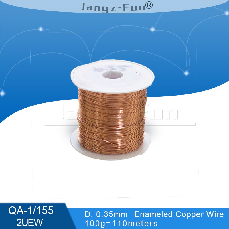 100g polyuretanemaljerad koppartråd lackerad diameter 0.1mm to 0.4mm qa -1/155 2 uew för transformatortrådbygel: 0.35mm 110 meter