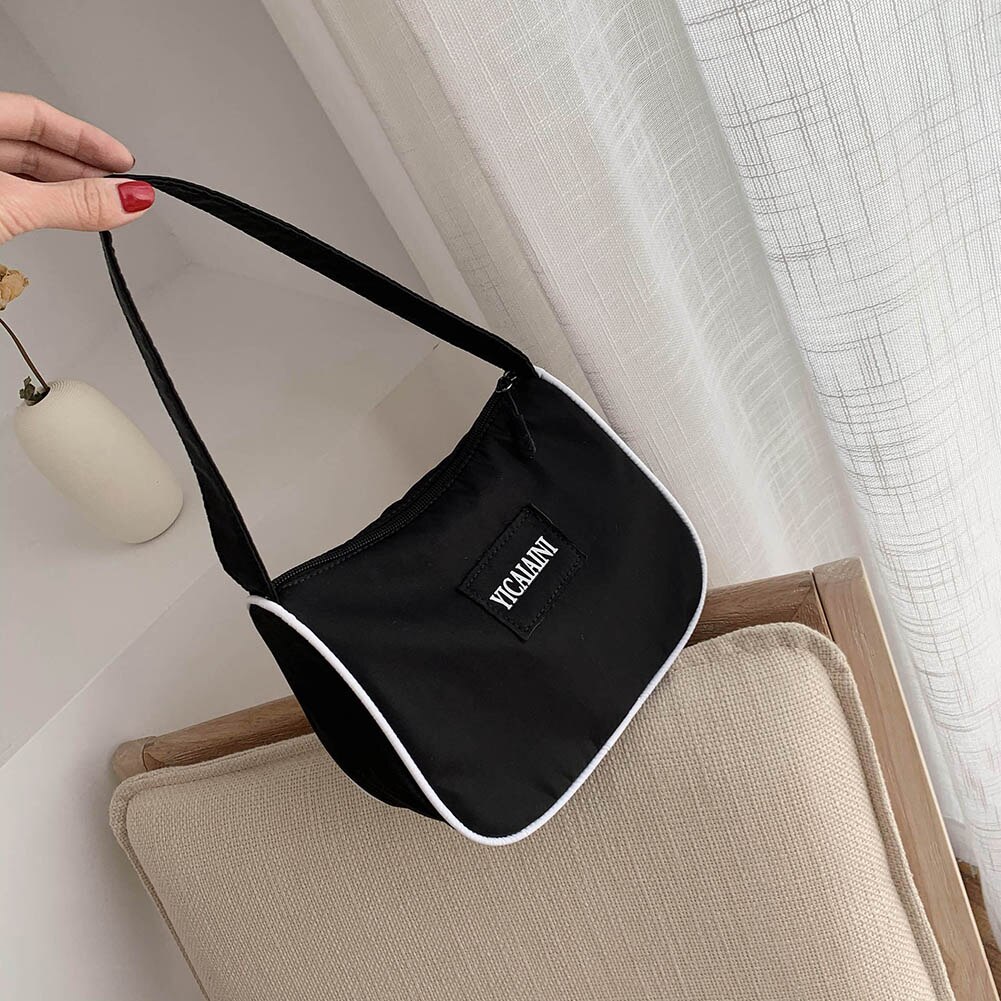 nylon uformelt kvinner håndvesker bokstaver mønster skulder handleposer holdbare butikk capcity totes