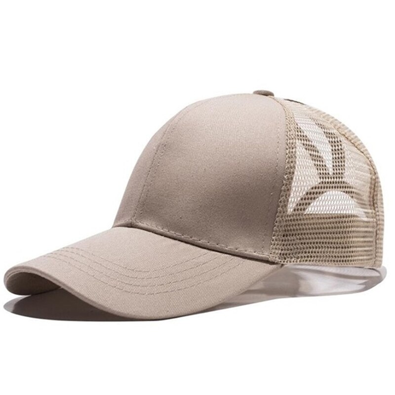 Femme réglable Hip Hop chapeaux queue de cheval casquette de Baseball femmes Snapback chapeau maille casquettes été respirant maille soleil chapeau: khaki