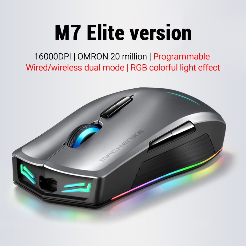 Machenike M7 wireless mouse gaming mouse OMRON RGB backlight Programmable rechargeable 16000 DPI computer mouse: Elite version