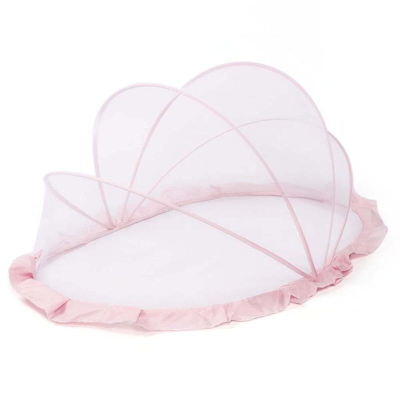 Portable Baby Crib Mosquito Net for Infants Breathable Foldable Cradle Bed: Pink