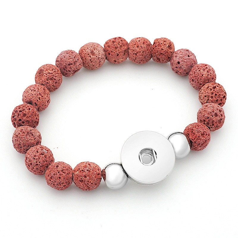 Beauty Vulkanische Steen Kralen Charm Snap Armband Kleurrijke Fit 18Mm Snap Knoppen Sieraden AB0060: orange
