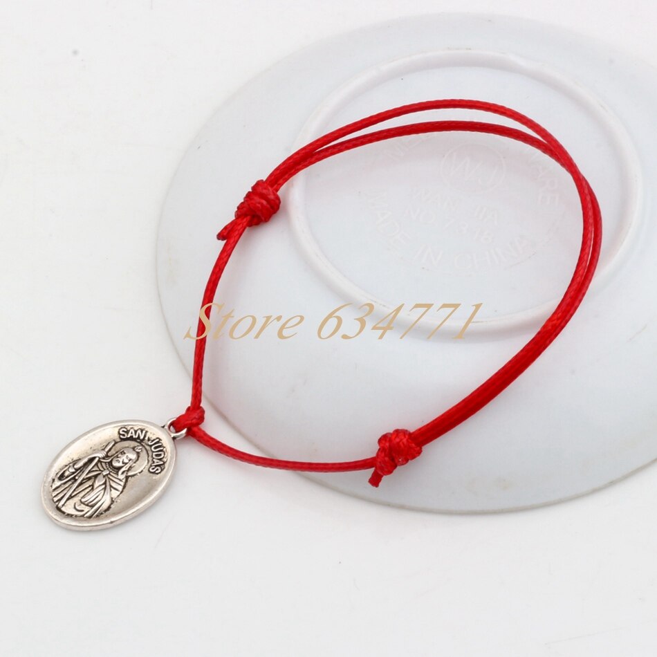 Heißer! 1 stücke Einstellbar Armbänder Rot Wachse seil Zink-legierung San Judas Charme Einstellbar Armband B-31