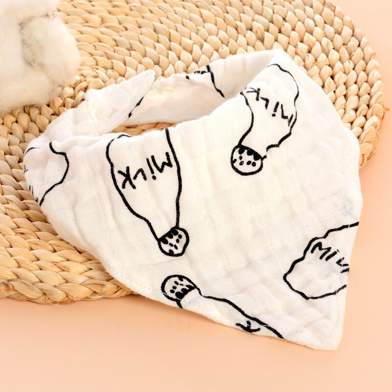 Milk Bottle Print Baby Saliva Towel Infant Kids Triangle Head Scarf Bandana Feeding Bib Cloth Saliva Towel Baby Bibs Burp Cloth