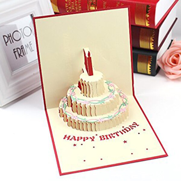4 Pcs 3D Pop Up Birthday Cards Happy Birthday Greeting Cards with envelope