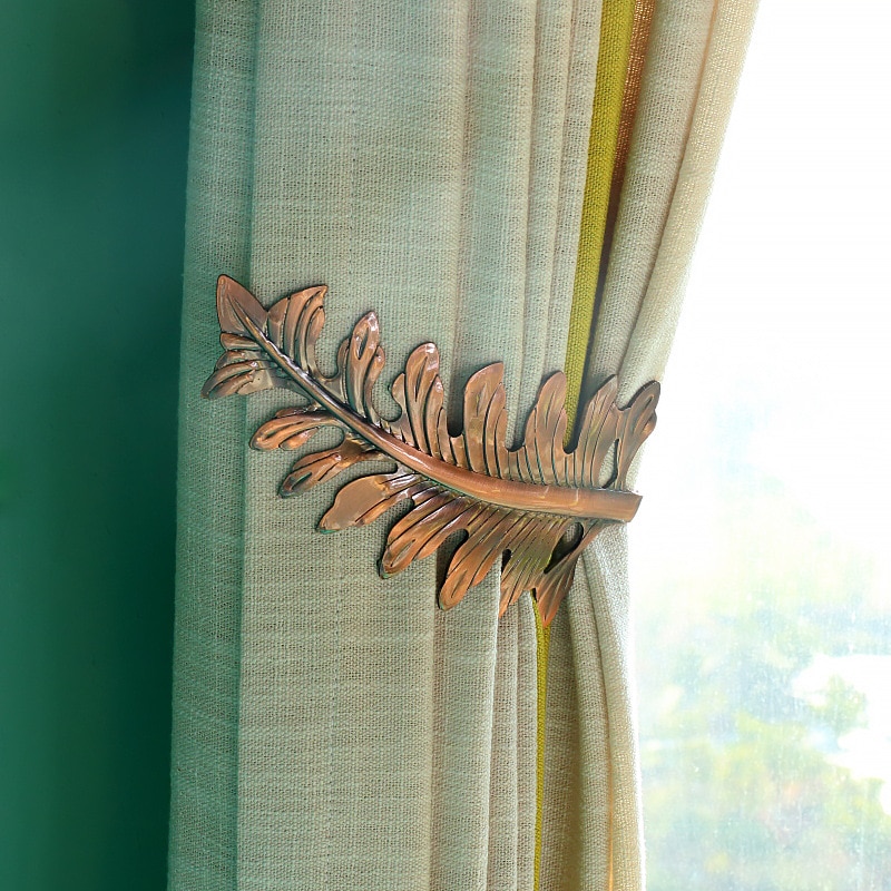 2 pièces rideaux décoratifs, grande feuille Vintage U forme mur monté fenêtre rideau draperie Tieback crochet