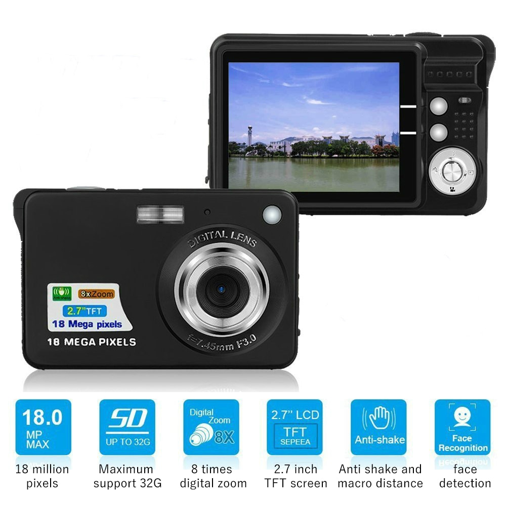 Children Mini Camera 18MP 2.7 inch TFT Screen 8X Zoom Digital Photo Video Camera Camcorder Anti-Shake Video Camera For Kids