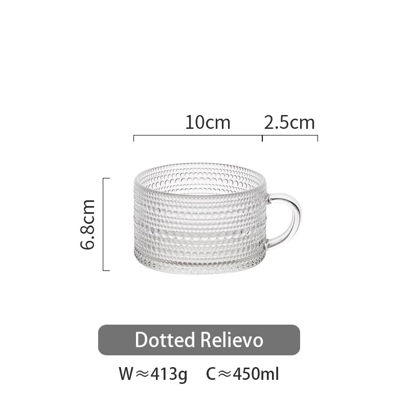 450ml Nordic Glass Mug Transparent Handgrip Cup For Coffe Milk Golden Edge Household Teacup Kitchen Drinkware: Dotted