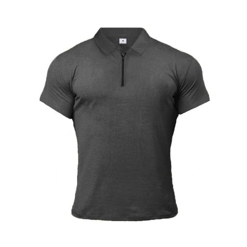 T-Shirt manches courtes pour homme, vêtement de sport, Slim, avec fermeture éclair, à la: Grey / M