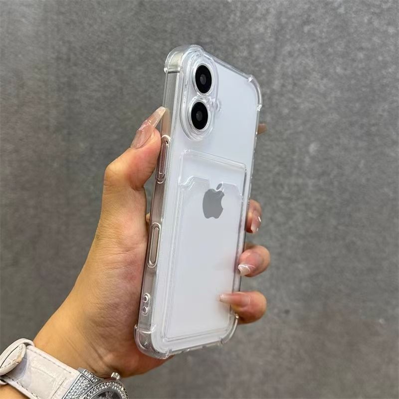 Kartentasche, Brieftasche, transparente Handyhülle für iPhone 16 Profi Max 16 Plus, Stoßstangen-Abdeckung: Eva / Freier Raum