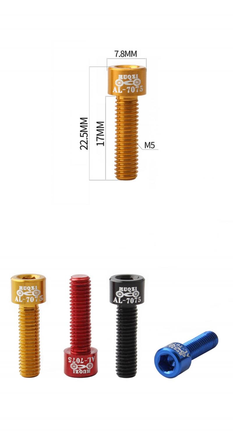 4Pcs Fiets Stuurpen Schroef Aluminium Mountain Road Fixed Gear Stuurpen Riser Bouten M5 * 17Mm rit Ridding Stem Schroef