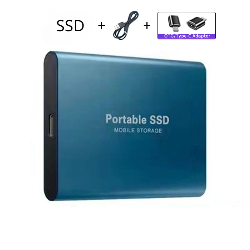 Tragbare externe SSD-Festplatte, 1 TB, USB 3.0-Schnittstelle, Hochgeschwindigkeits-Original-SSD-Solid-State-Festplatte für Laptop/Desktop-Speicher: Blau / > 12 mt