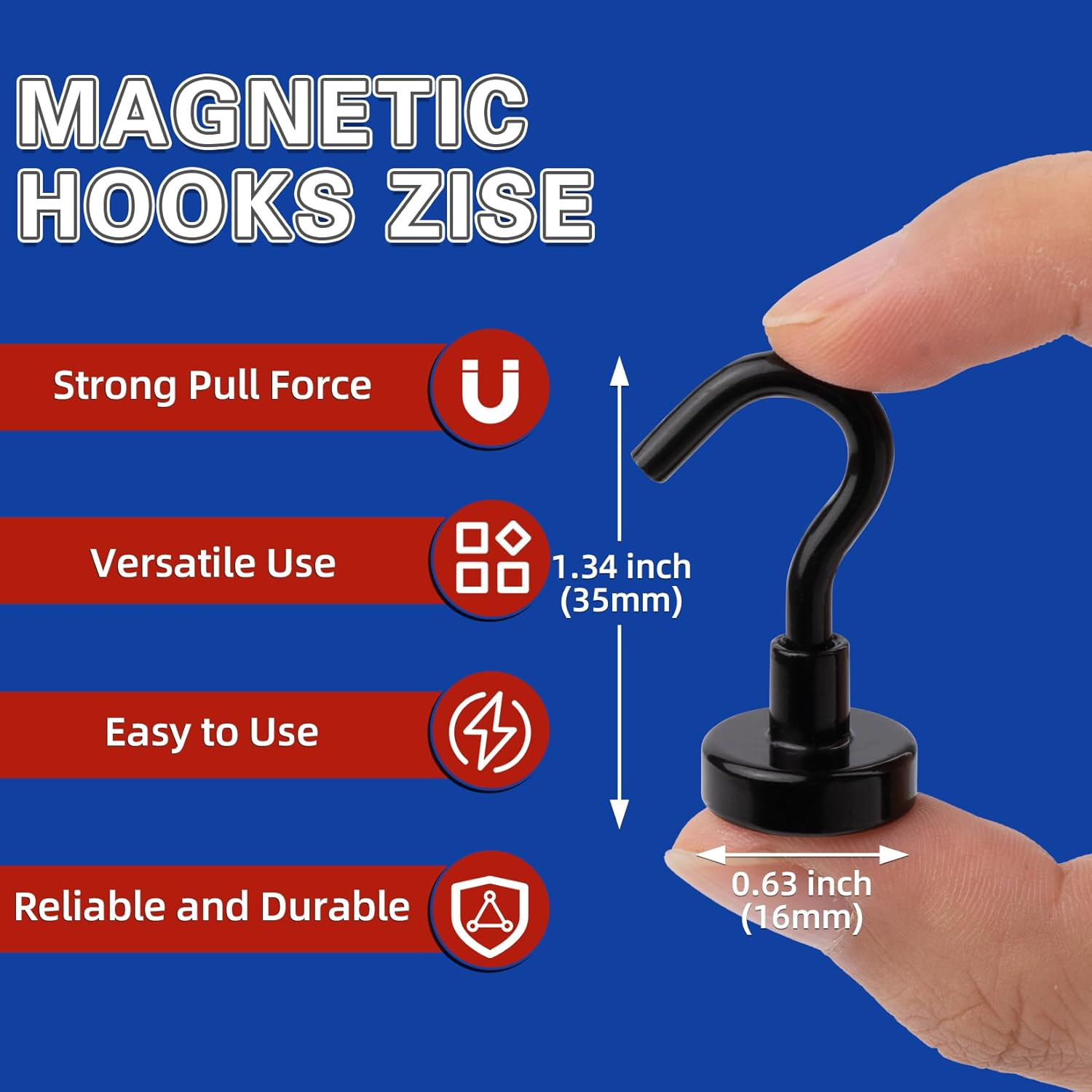10 stks zwarte magneet haken 18 pond sterke Neodymium magneet haken zware epoxy coating magnetische cruise haken voor koelkasten: 2M