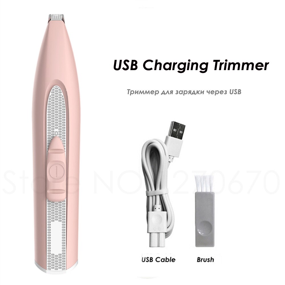 Dog Clippers Cordless Silent Cat Foot Hair Trimmer Small Animal Shaver Electric Pet Clipper Grooming Hair Cutter: No Box / USB Charge Pink