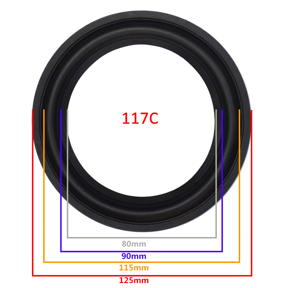 5 inch Rubber Speaker Surround Edge Woofer Repairing Folding Edge Subwoofer Ring DIY Repair Accessories Speaker Suspension: 2 Pieces / 117C