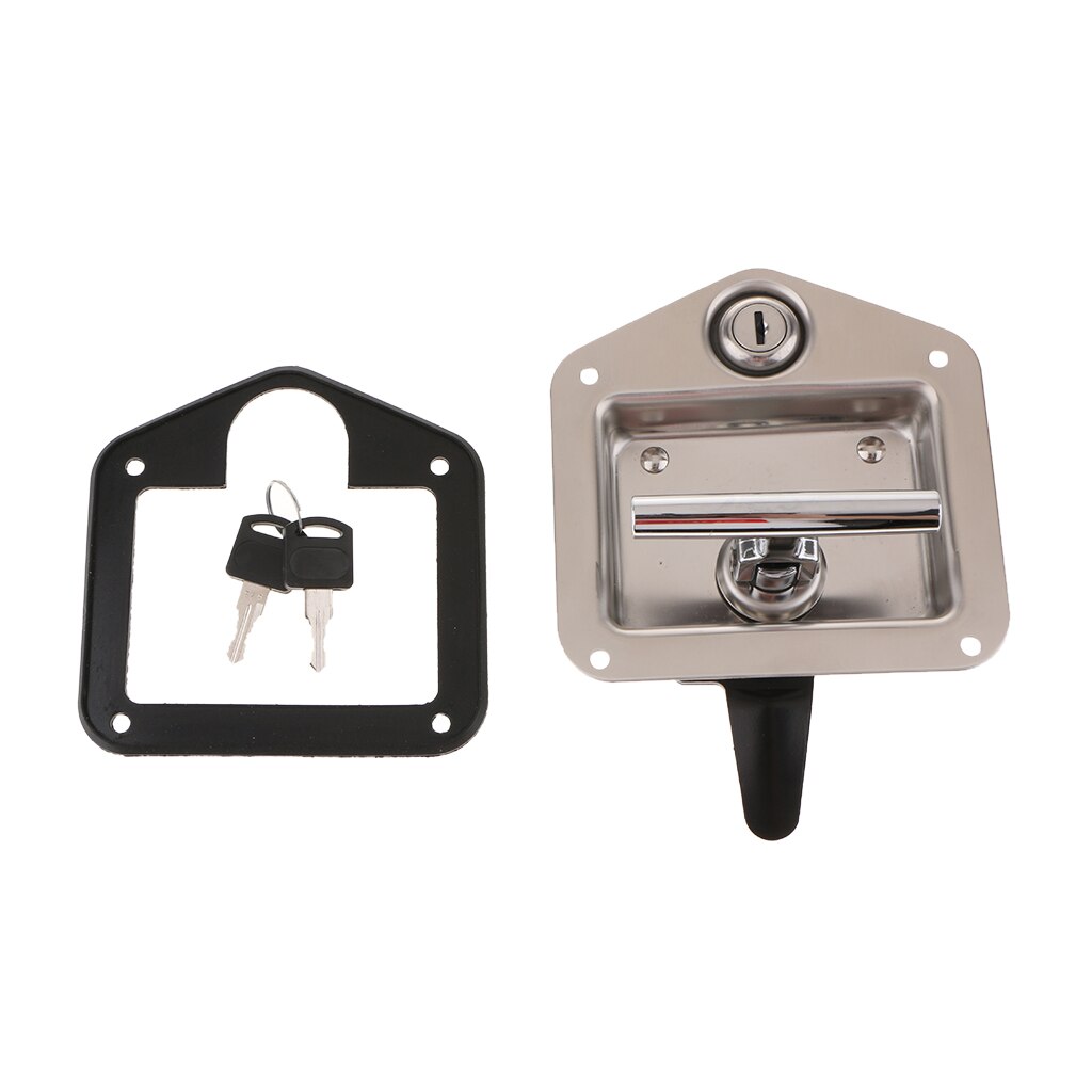 Trailer Door Latch T-Handle Lock with Keys Stainless Steel Camper RV Truck Toolbox Car Paddle Handle