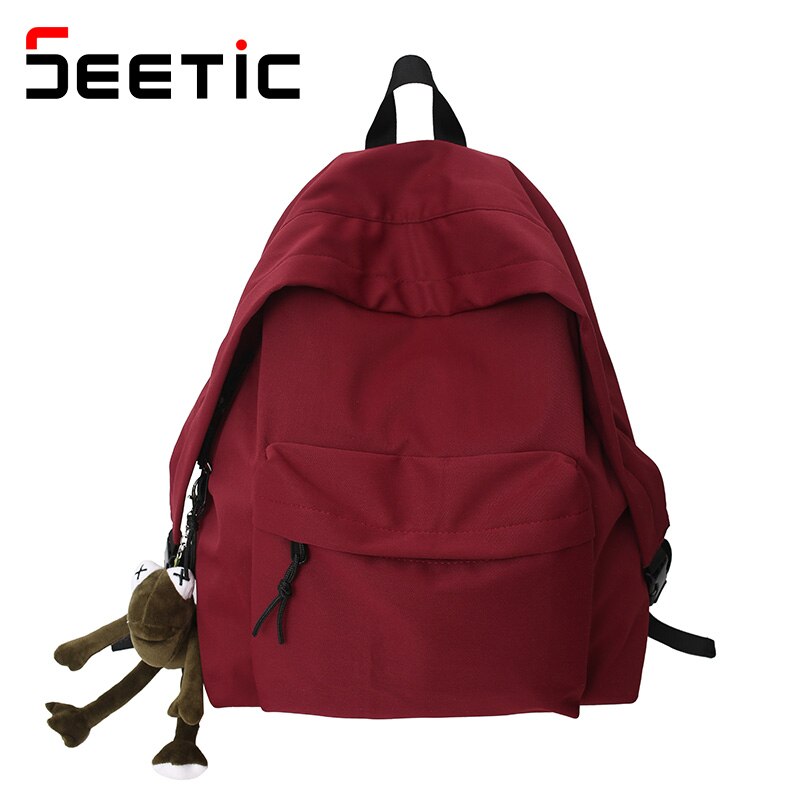 Seetic Effen Kleur Waterdichte Rugzak Nylon Reizen Rugzak Vrouwelijke Anti-Diefstal Schooltas Unisex Eenvoudige Rugzak Vrouwen: Red Backpack